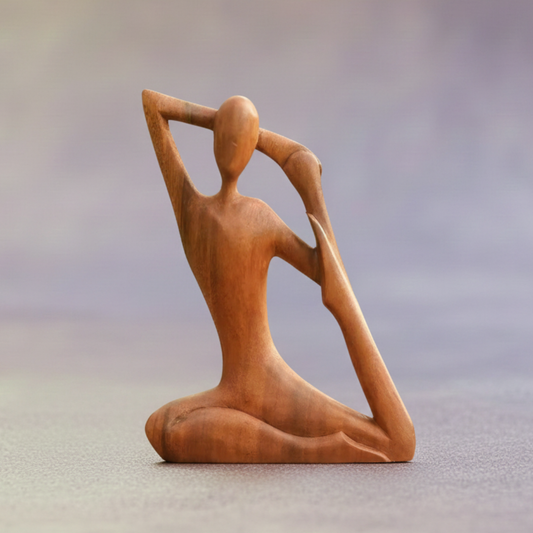 Minimalist sculpture in natural wood